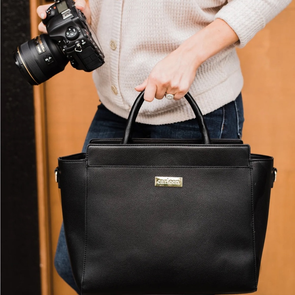 CARLEEN CREATIVE Black/Leopard Camera Bag